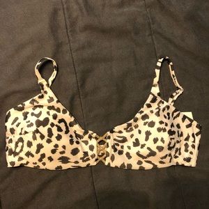 Aerie leopard knot front scoop bikini top XL